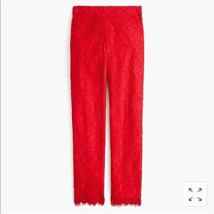 NWT J. Crew Easy Pant in Lace, Festive Red